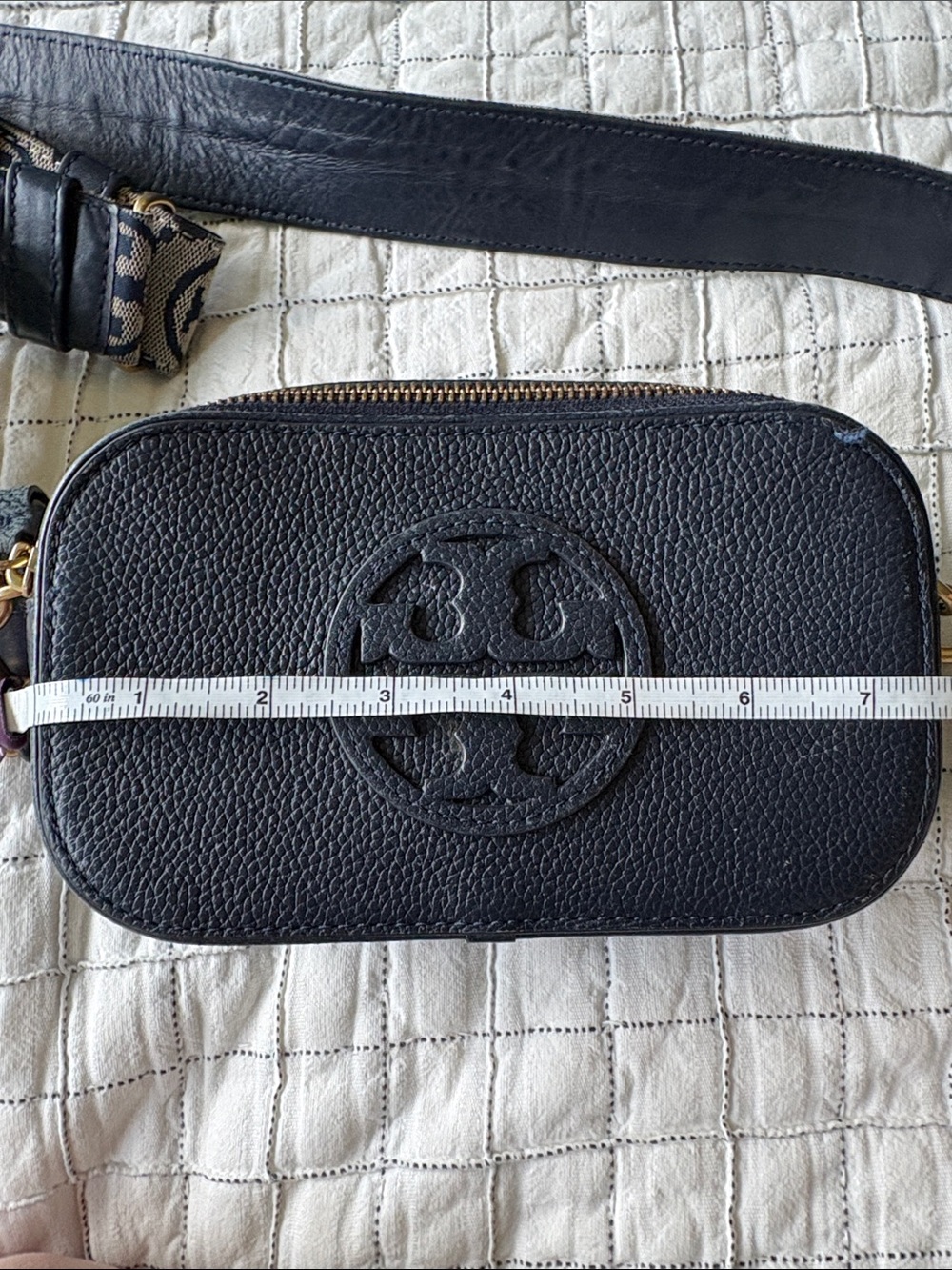 Tory Burch Black Leather Crossbody with Logo Strap - Picture 4 of 7